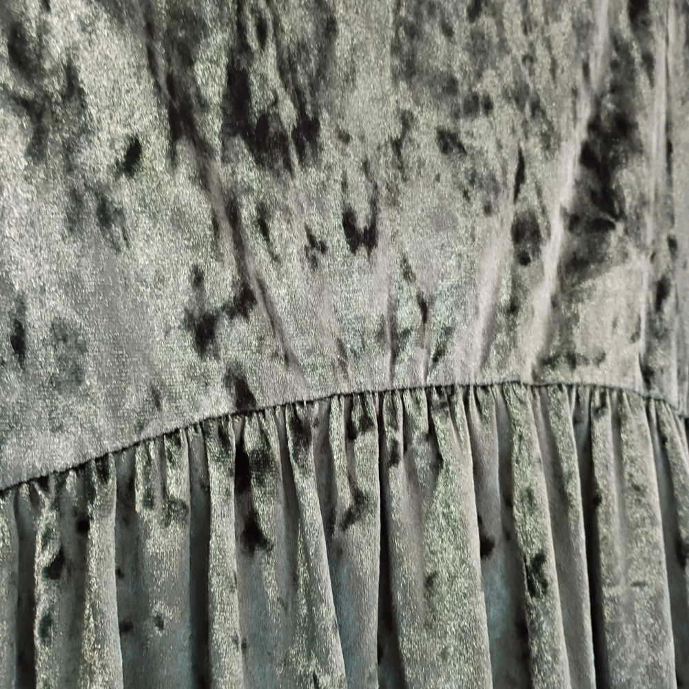 EUC Chris & Carol‎ Green Velvet Maxi Scoop Neck 3/4 Sleeve Y2K Vibe Dress Size M - Picture 4 of 5